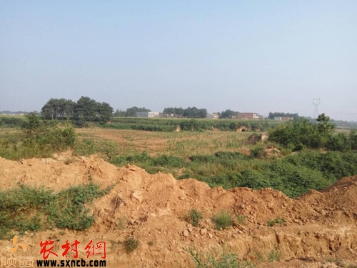 图为零河河道内被推的土地