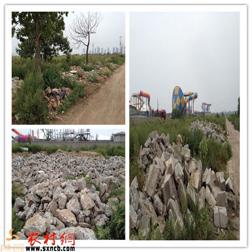 泾阳县城团庄村旁边一大片空地上出现大面积石堆的建筑垃圾