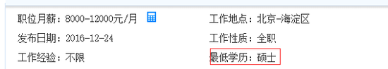 据业内人士透露,如果研究生放弃同档竞争,选择“降档求职”时,研究生更有优势。换言之,研究生降档竞争优势巨大,本科生升档竞争几乎没有胜算。