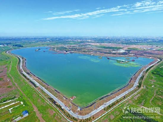 斗门水库(昆明池)试验段(一期“七夕公园”)707亩水面俯瞰。